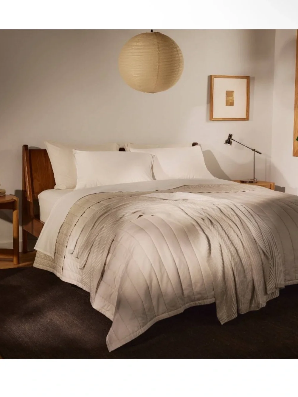 Parachute Target King/California King Cotton Quilt Parchment & Natural Stripe